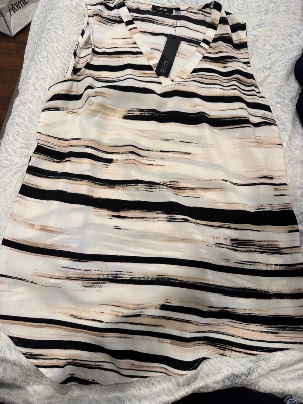 Apt. 9 Black, Cream & Blush Striped V-Neck Tank Dress